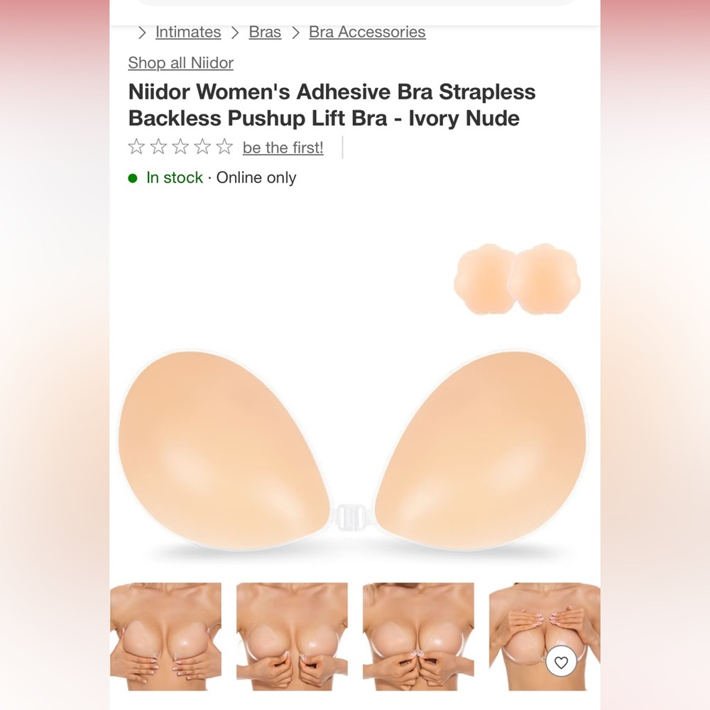 NEW Niidor Women's Adhesive Bra Strapless Backless Pushup Lift Bra